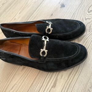 Salvatore Ferragamo Black Suede Loafers size 9